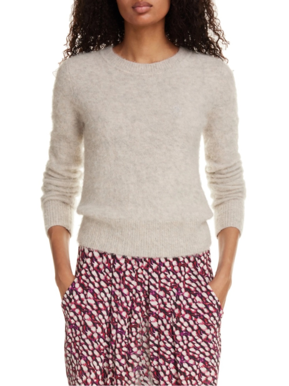 Isabel Marant Etoile Aplaca Crewneck Sweater in Sand / Light Heather Gray
